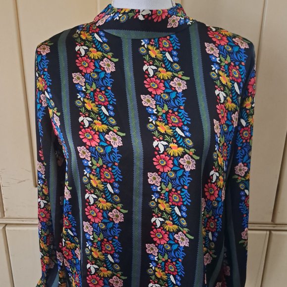 Molly Bracken Women's Floral Striped Long Sleeve Blouse Sz Small - Picture 1 of 11